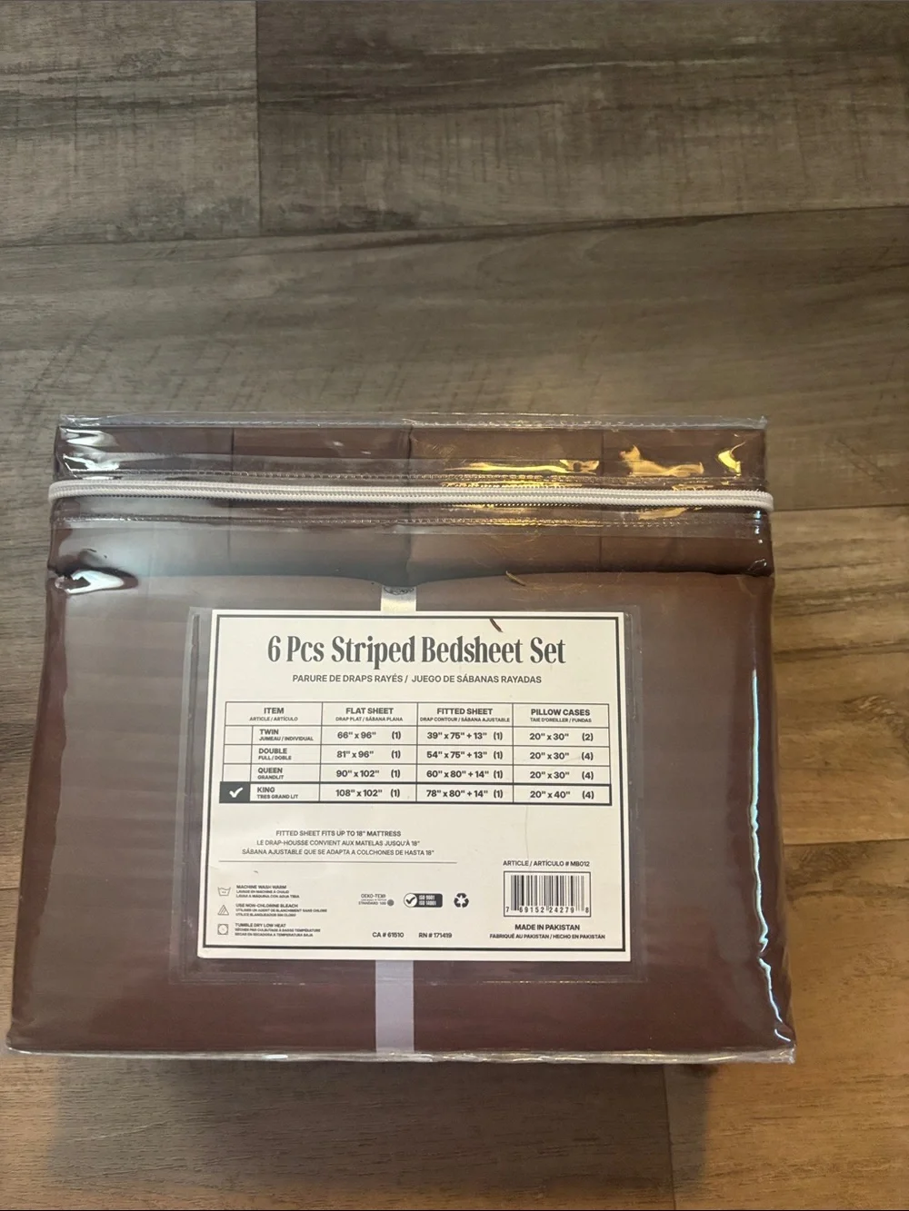 Special Striped Bed Sheet King Size - Brown